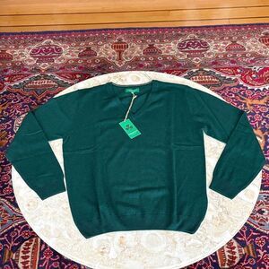 Emerald Style - V-neck 100% Lambswool Men's Sweater - Dark Green